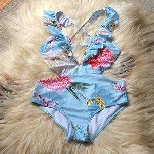Yumi Kim Blue Floral One Piece Swimsuit